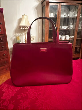 Burberry Red Leather Tote Bag